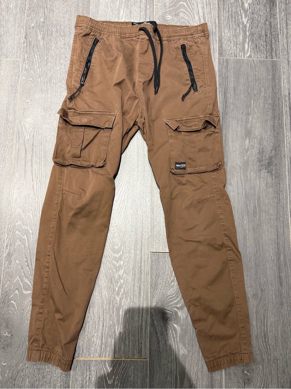 Hollister Brown Cargo Jogger Pants with Black Accents